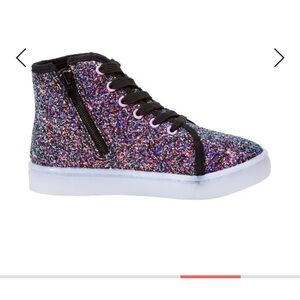 3D glitter high top unicorn light up sneakers shoes, Size 8